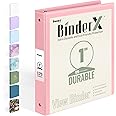 BinderX Extra Durable 3 Ring Binder, Round Rings 1 Inch Binder, Fits 175 Sheets of 8.5x11 Paper, Customizable View Cover with Inside Pockets, Cute 1" Binders, 1 Inch Binders 3 Ring, Pink