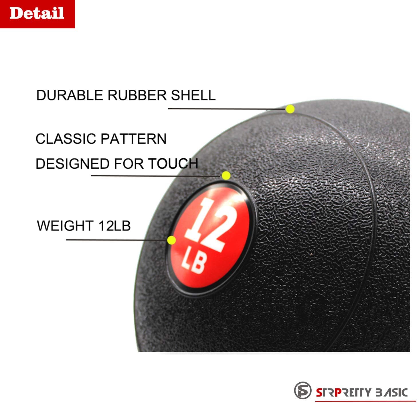 STRPRETTY BASIC Slam Ball Medicine Ball 8 lb, Ideal for Cross Training, Core Exercises, Plyometric and Cardio Workouts: Sports & Outdoors