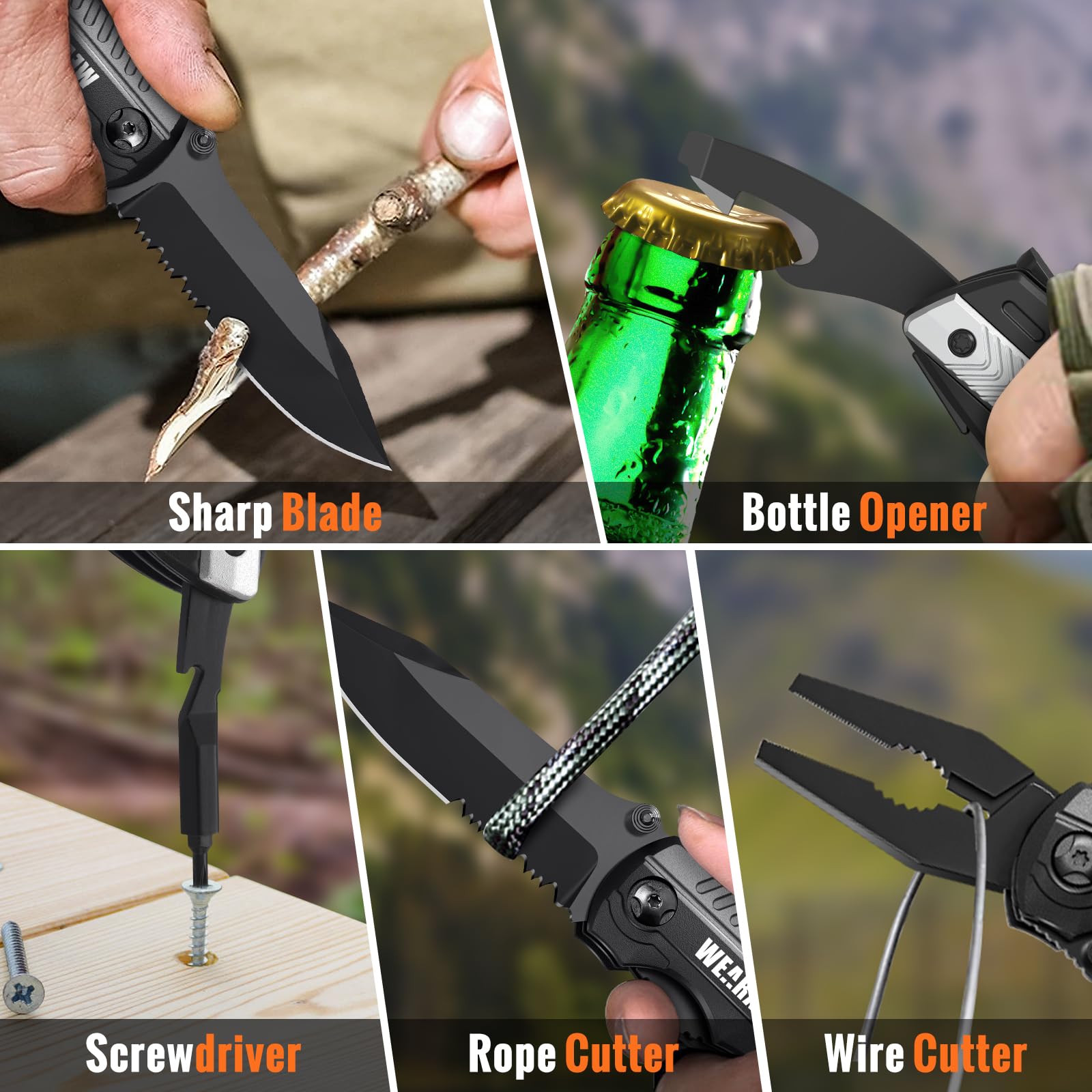 WEARXI Geschenke für Männer, Multitool Taschenmesser, Männergeschenke, Papa Geschenk, Klappmesser, Geburtstagsgeschenk Gadgets für Männer, Messer Outdoor, Adventskalender Füllung Weihnachten Geschenke 6
