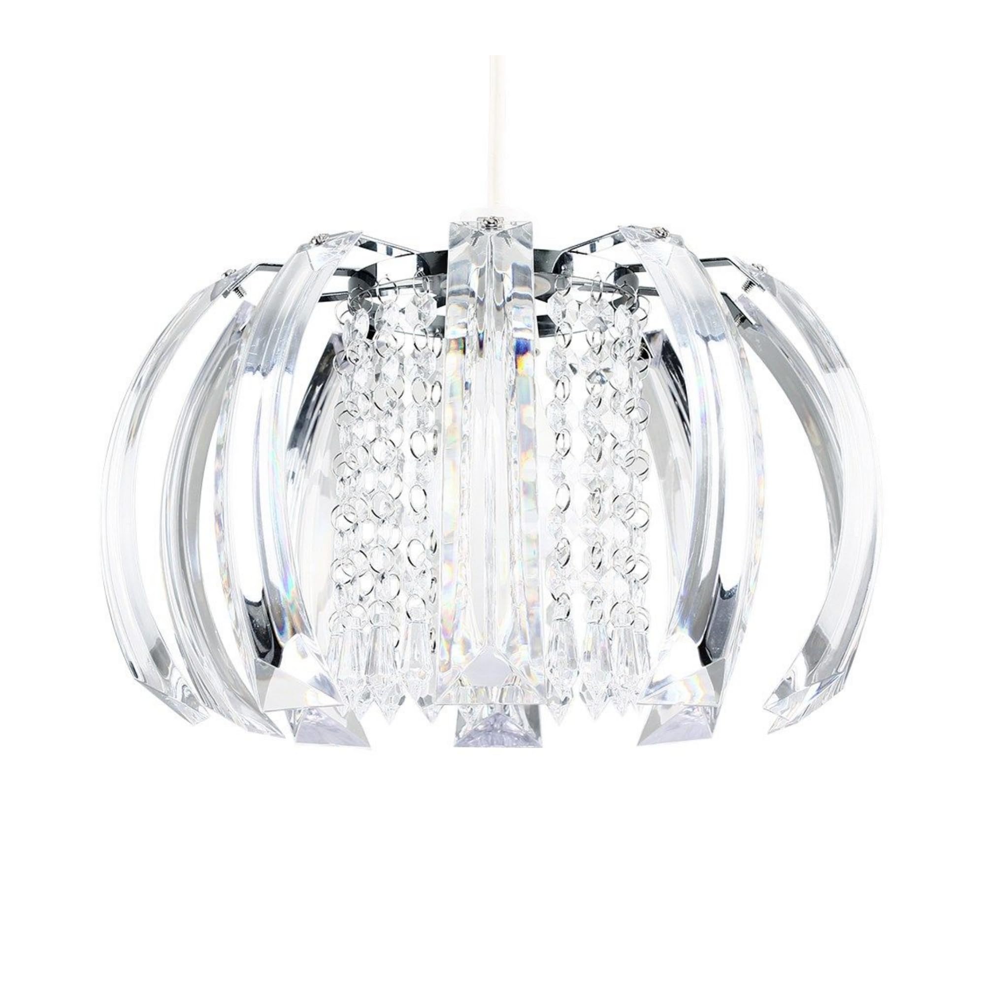 MiniSun | Ceiling Shade in a Chrome Finish with Clear Acrylic Droplets | Shades & Home Improvements Essential | 280mm Shade Width