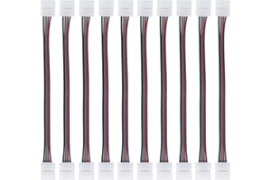 WEIGONGR LED Strip Connectors 4 Pin, 10-Pack Led Light Strip Connectors 4 pin Led Connectors for Kitchen Cabinet Bedroom DIY LED Strip Project Solderless Strip to Strip Jumper Extension Connector 10mm Wide