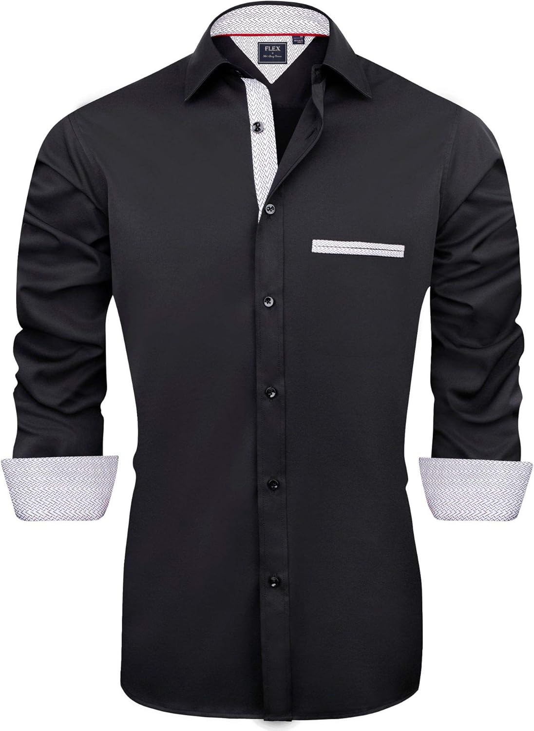 J.VER Mens Dress Shirts Long Sleeve Regular Fit Casual Button Down Shirt Elastic at  Men’s Clothing store
