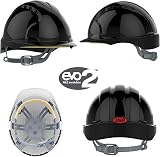 JSP EVO2 Safety Helmet Hard Hat Ventilated Black Slip Ratchet Adjust view 2