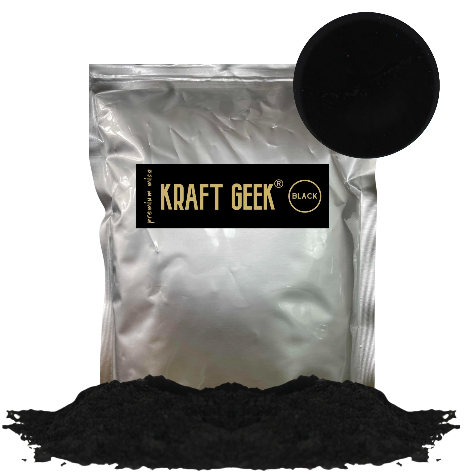 Black Premium Mica Powder 500g. Powder Dye for Epoxy Resin Pigment Natural Soap Colouring, Candle, Slime, Bath Bombs, Makeup, Nail, Fabric, Fabric dye, Wax Melts etc.