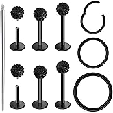 Lsnevsie 18G 16G 14G Internally Threaded Nose Rings Studs Flat Back Stud Earrings 316L Surgical Steel Nose Rings Studs Tragus Helix Conch Cartilage Lobe Earrings Hoop Piercing Jewelry For Women Men