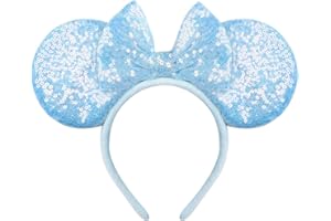 Seamoy Blue Minnie Mouse Ears Headband, Adjustable, one-size-fits-most, Halloween, Cosplay Party, Birthday, Thanksgiving, for children and adults, Minnie Mouse fans, Blue, Rose Gold, Pink