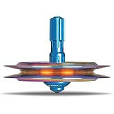 UFO Tops - Lubbock Lights | Metal Spinning Top | Inspired by the 1951 Lubbock, Texas UFO Incident | Psychedelic Stainless Steel UFO with Plover Blue Power Core