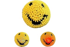Lunch Money Yellow and Black Smiley Face Lightup Hacky Sack - Lights Up Red and Blue
