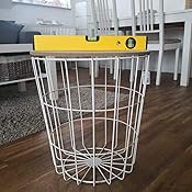 Design Beistelltisch - Metall Korb mit Holz Deckel - dekorativer