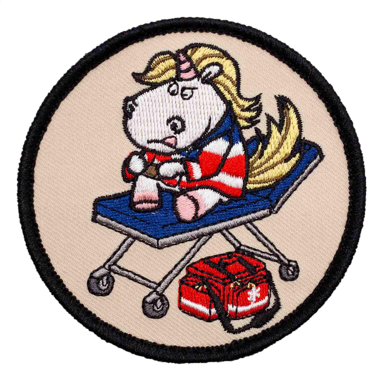 Café Viereck ® German Army Paramedic Unicorn with Carry Fun Patch Embroidered with Hook and Loop Fastener – 8 cm