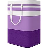 StorageRight Large Collapsible Laundry Basket Hamper with Easy Carry Handles,Freestanding Clothes Hampers for Laundry, Bedroom, Dorm, Towels, Toys, 75L, Purple
