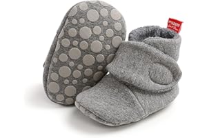 Baby Fleece Booties Newborn Warm Slippers Cozy Winter Boots Sock Shoes Infant Crib Bootie with Non Skid Bottom 0-18Month