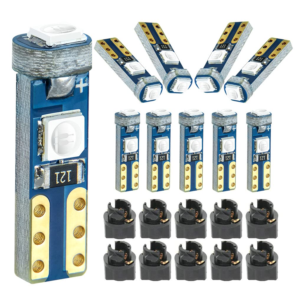 Photo 1 of DODOFUN Green T5 37 74 LED Bulb with Twist Lock Socket PC74 PC37 Dashboard Instrument Panel Gauge Cluster Light Pack of 10