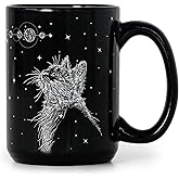 Smilatte 16 oz Black Kitty Coffee Mug for Cat Lovers - Gift for Women, Mom, Friends, Coworker, Men, Dad - Goth Ceramic Tea Cup for Christmas,Halloween, Witchy Present