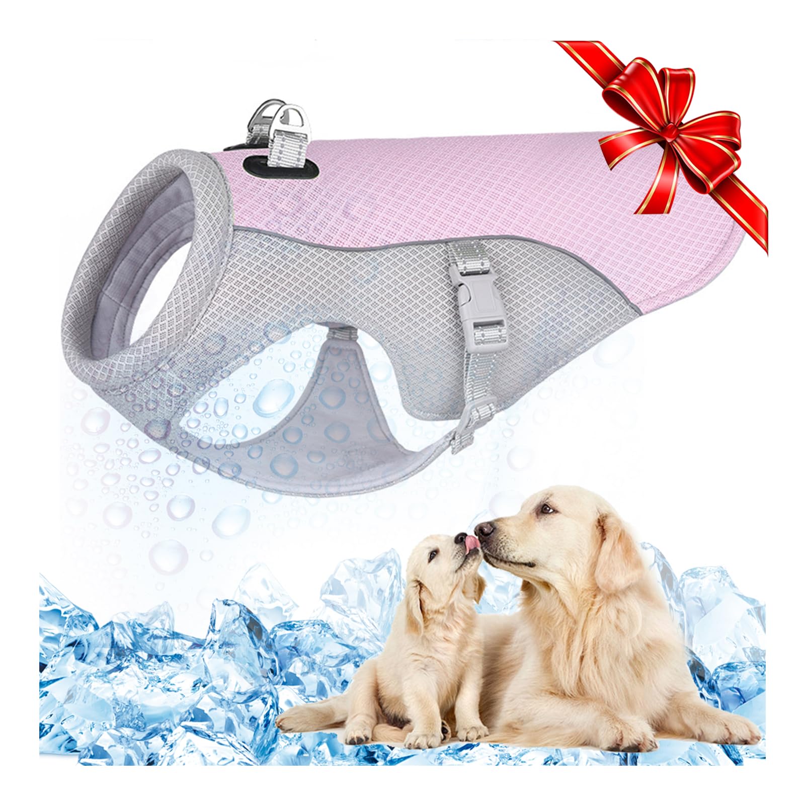 TVMALL Dog Cooling Vest Breathable Mesh Dog Jacket Summer Cool and Comfortable Dog Coat Adjustable With Reflective Strip Pet Clothes Suitable for Large Medium and Small Dogs (M, New-Pink)