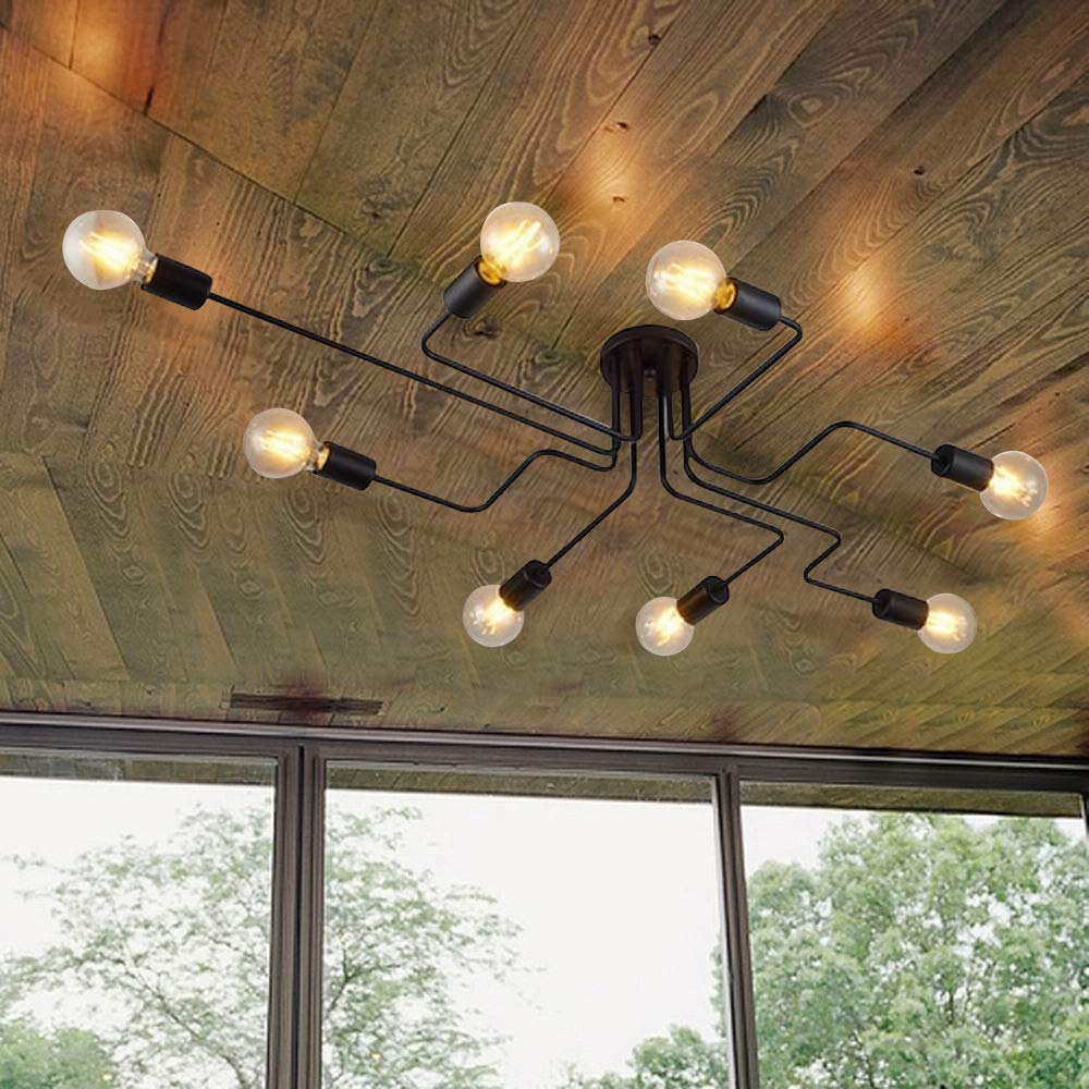 Home Kitchen Lingkai Industrial Deck Ceiling Light Edison Bulb