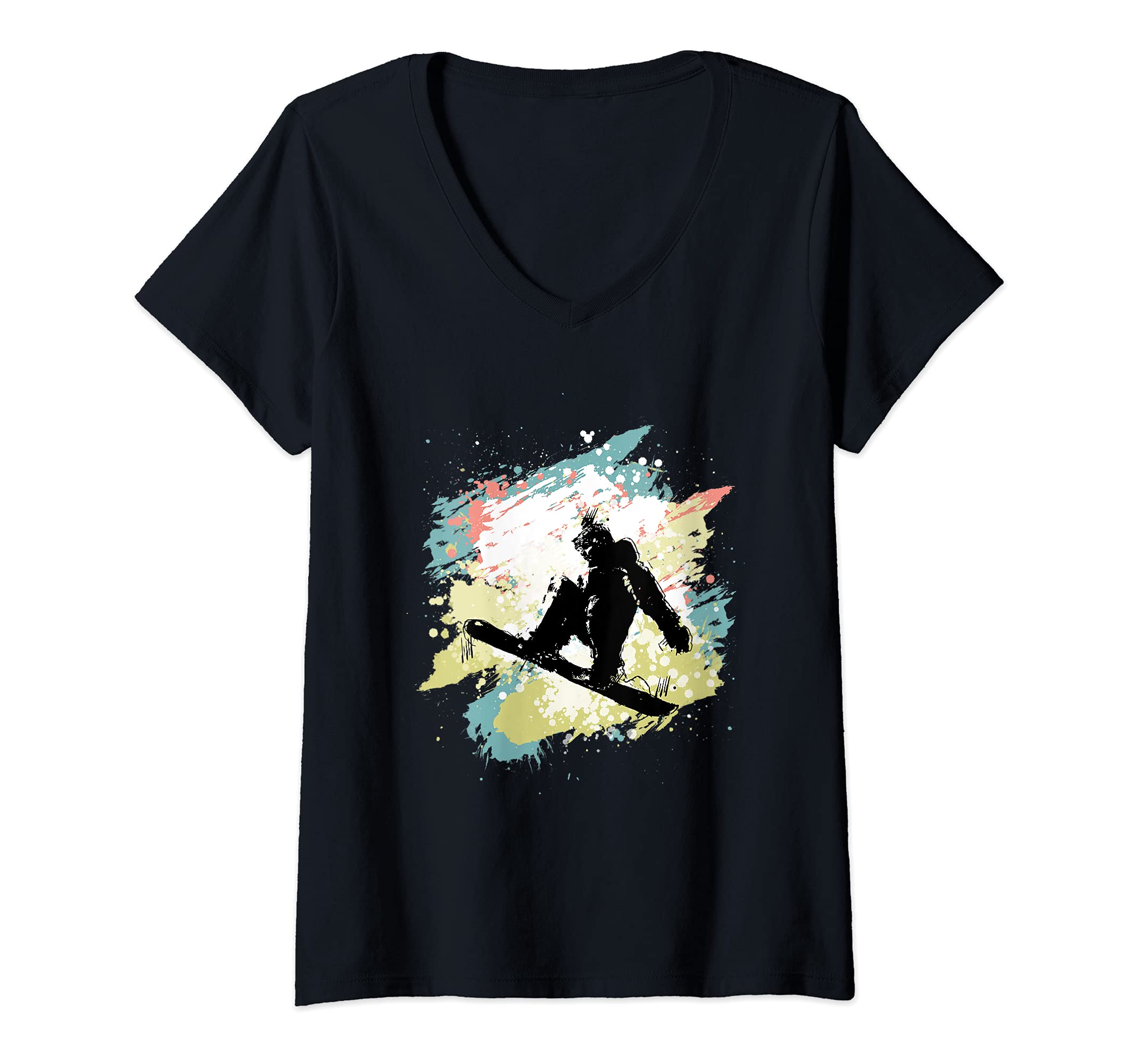 Womens Cool Winter Snowboard for Snowboarder V-Neck T-Shirt