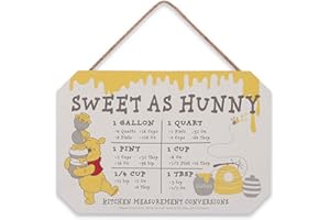 OPEN ROAD BRANDS Disney Winnie the Pooh Sweet as Hunny Kitchen Hanging Wood Measuring Sign - Cute Pooh Kitchen Conversion Chart for Home