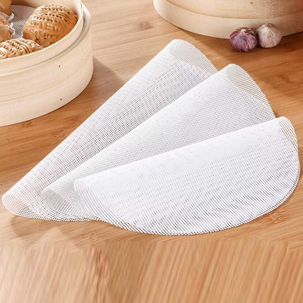 LONGFITE Silicone Steamer Mesh Mat, Round Mat Pad, Reusable Non-Stick Steamer Mesh, Mixed Size for Steaming Basket, Cooking, Vegetables, Rice, Dim Sum (3 Pack)