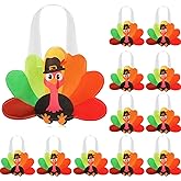 Silkfly 12 Pcs Thanksgiving Turkey Gift Bags Non Woven Reusable Autumn Goodie Candy Tote Bag with Handles Fall Party Favors for Thanksgiving Party supplies (Turkey)