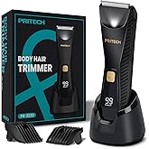 PRITECH Manscape Body Hair Trimmer for Men - Waterproof Pubic Hair Ball Trimmer, Ceramic Blade Electric Body Shavers for Men with USB-C Charging, Wet & Dry Use & Nick-Free Razor, Sensitive Skin Safe