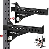 EVERYMATE Safety Spotter Arms, Fits 2"x2" &amp; 3"x3" Power Racks, Heavy Duty 1000LBS Capacity Barbell Squat Rack Safety Bars with Rubber Pads for Home/Garage Gym Strength Training
