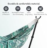 VonHaus Hammock with Stand Freestanding 2 Person Steel Frame Leaf Print view 5