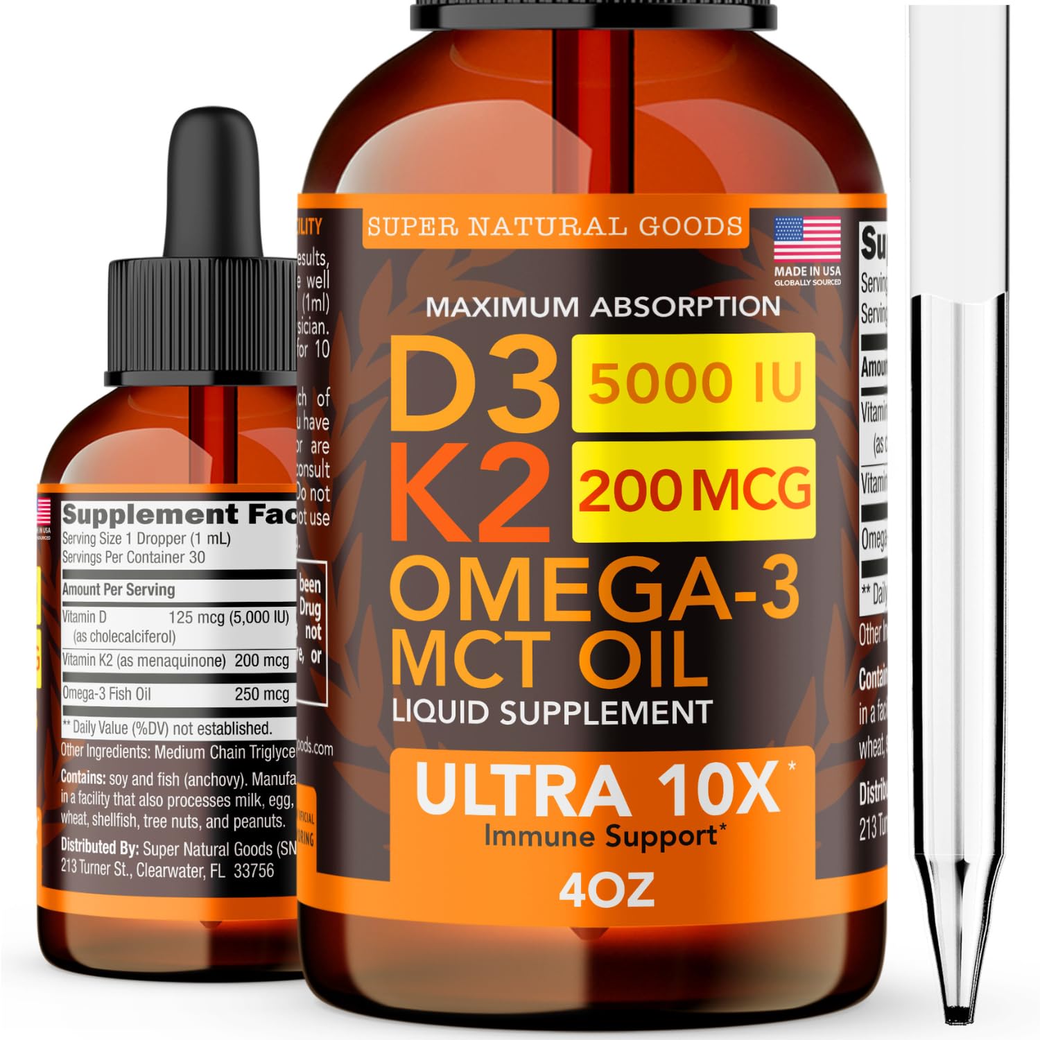 Mua Vitamin D3 K2 Liquid Drops 5000 IU (4oz) Maximum Strength Vitamin D ...