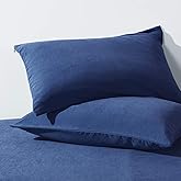 HAPPYMOON Microfiber Pillowcases Standard with Zipper Set of 2 - Breathable Zippered Pillow Covers for Hair and Skin, Soft Brushed Pillow Cases 2 Pack, 20 x 26 Inches, Navy Blue