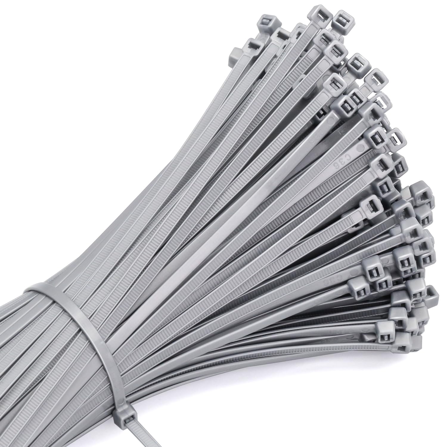 MgcTolBox 250 Pcs Grey Cable Ties 8", Self-Locking Nylon Zip Ties 300 mm, Silver Plastic Ties for Wheel Trims | 300 x 4.8 mm | Grey | 250 Pack — image 1