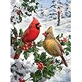 Bits and Pieces – 1000 Piece Jigsaw Puzzle for Adults – Cardinal Couple Glitter - Holiday Christmas Snow Tree Forest Jigsaw Puzzles by Artist Larry Jones, Completed Puzzle Size: 20" x 27"
