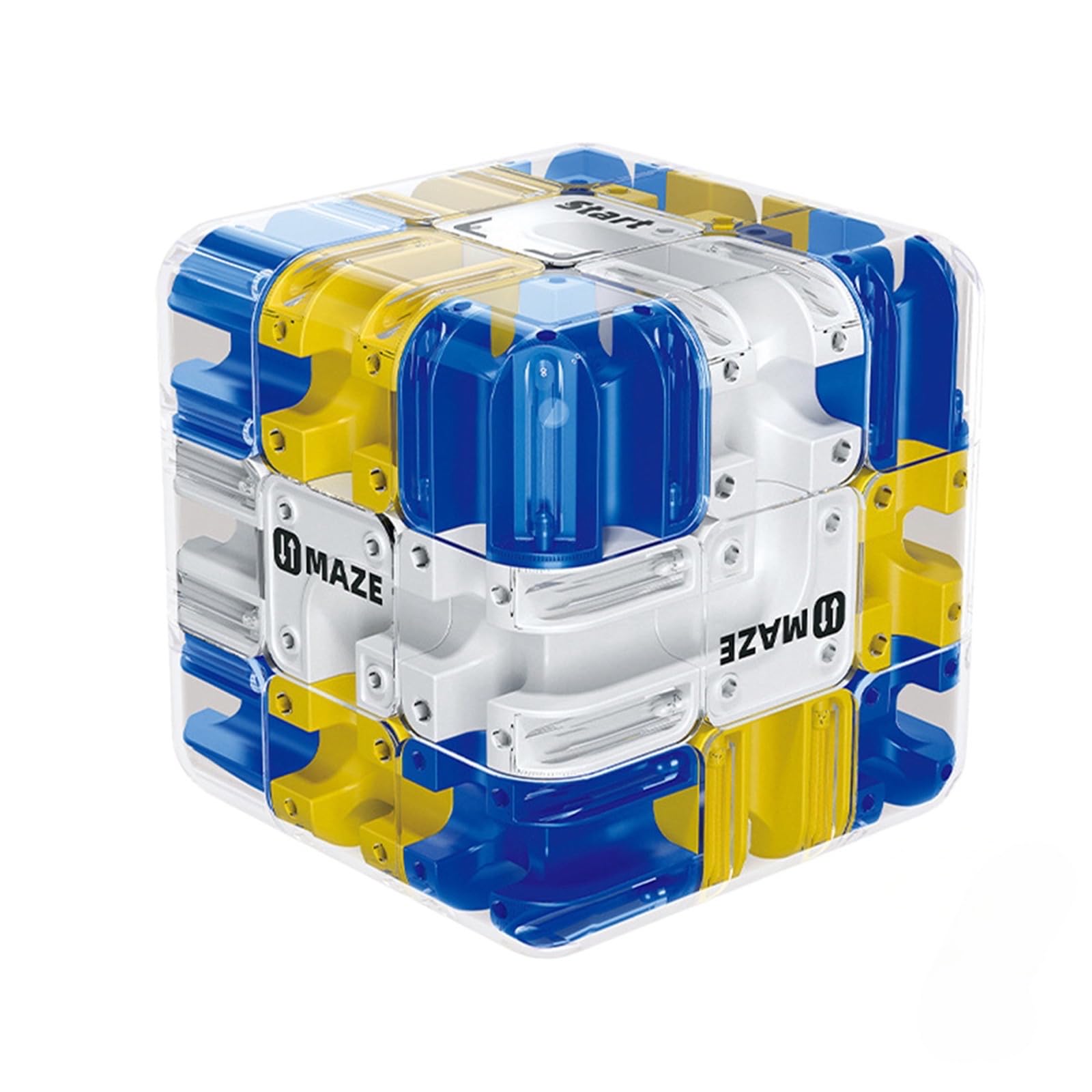 Large Labyrinth 3D Puzzle Maze Cube – 8.5 cm Edge Length Labrynth Puzzle Game with 6-Side Challenge, Brain Teaser Puzzles for Adults & Kids, Fidget Toy for Stress Relief, Logic Training Focus (Blue)