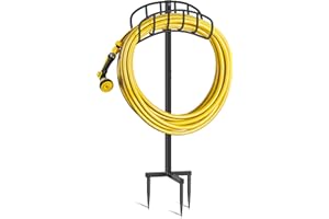 MIUVIBENI Garden Hose Holder, Detachable Metal Hose stand, Outdoor Water Hose Holder Freestanding Hose Hanger, Heavy Duty Hose Storage Stand for Outside Lawn & Yard, Black