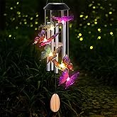 Butterfly Decorative Mobiles Gifts, Solar Butterfly Wind Chimes, Gifts for Mom, Women, Grandma, Garden Courtyard Lawn Decor, Thanksgiving Gift