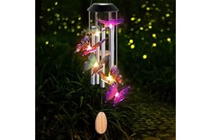 JOBOSI Butterfly Decorative Mobiles Gifts, Solar Butterfly Wind Chimes, Gifts for Mom, Women, Grandma, Garden Courtyard Lawn Decor, Thanksgiving Gift