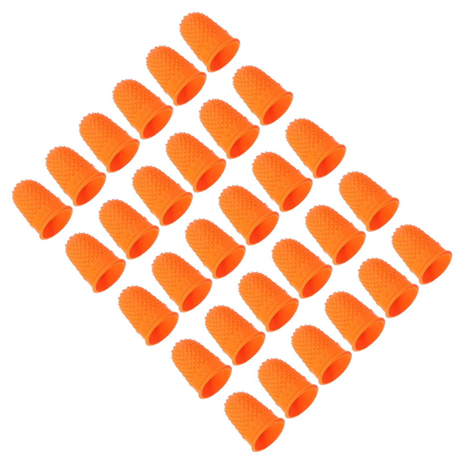 PATIKIL Rubber Finger Tips, 30 Pack Silicone Thumb Fingertip Protector Finger Cots Covers Guard Pads Thimble Grips for Office Counting Sewing, Orange M Size