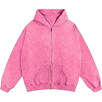 Amazon.com: Bobeutou Mens Zip Up Acid Wash Hoodie Vintage
