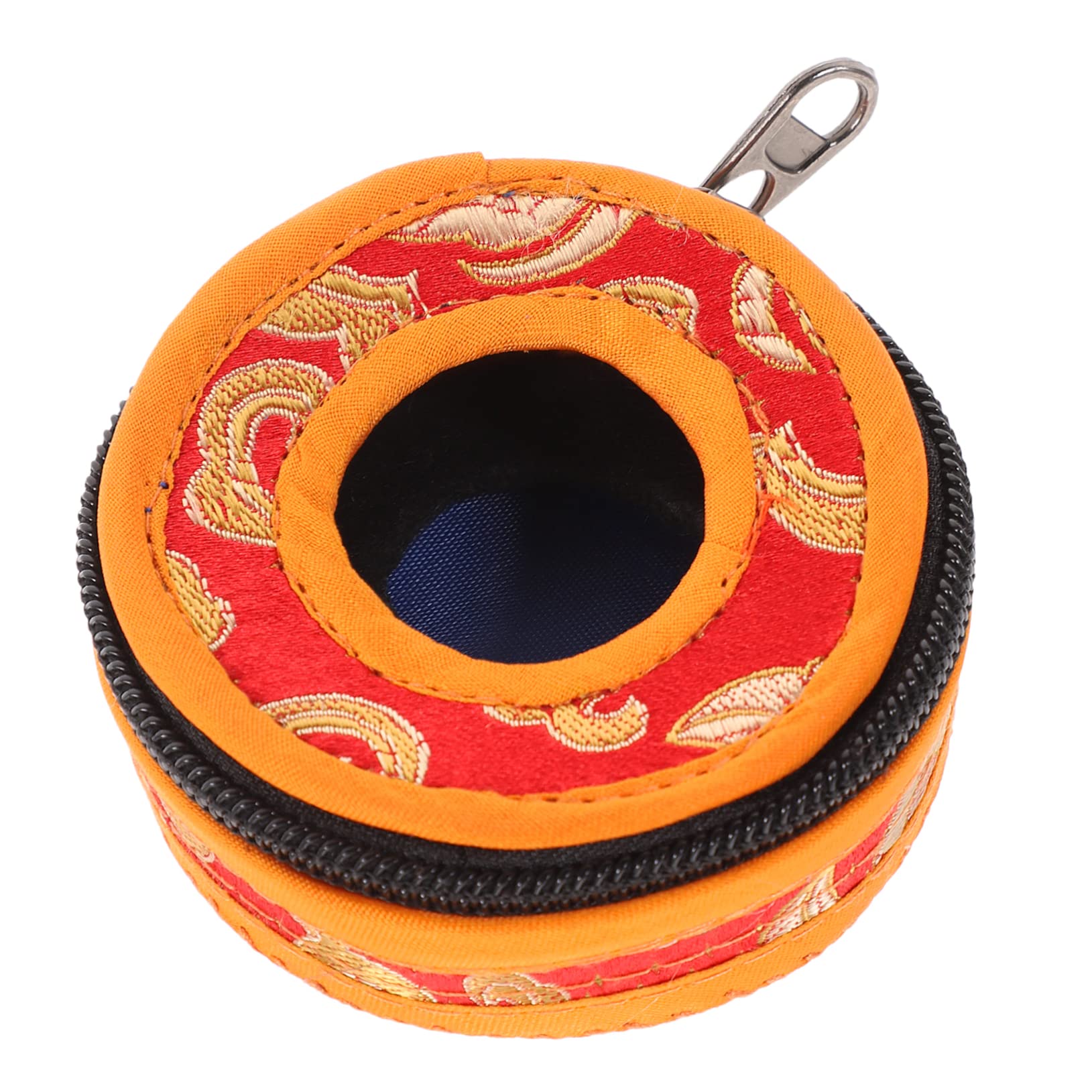 Mikinona Bell Storage Bell Container with Cloth Pouch Decorative Holder for Temple and Buddha Sound Bowls Portable Bell Storage