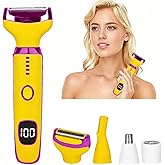 Beanify Wet & Dry Electric Razor for Women Men,4 in 1 Rechargeable Led Display Electric Shaver and Facial Hair Remover,Painless Ladies Body Razors for Nose Face Body Leg Bikini Arm Hair