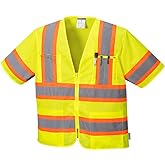Portwest Augusta Sleeved Hi-Vis Vest Visibility Reflective Safety Security Work Top ANSI 3, Yellow, 6XL