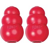 KONG Classic Stuffable Dog Toy, Natural Rubber, for Large Dogs (Pack of 2) | Treat-Filling Fetch &amp; Chew Toy with Erratic Bounce, Made from KONG Durable Natural Rubber for Extended Playtime