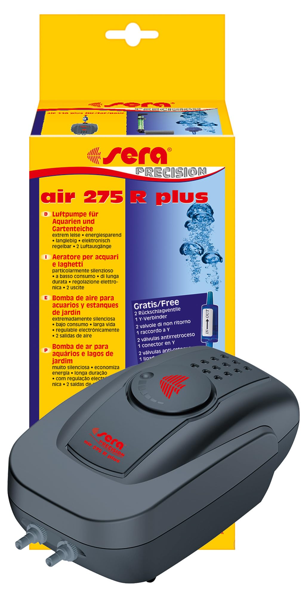 sera P18035 air 275 R plus - air pump for small and medium-sized aquariums - electronic control