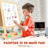 Dripex Kid’s Wooden Art Easel Double-Sided Height Adjustable Blackboard view 3