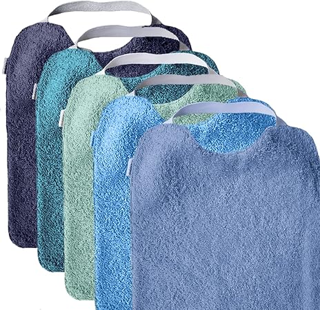 Mimuselina Lot De 5 Bavoirs Bebe En Tissu Eponge Avec Col Elastique Pour Developper L Autonomie Bavette Lavable Interieur Impermeable Exterieur En Eponge Avec Tour De Cou En Caoutchouc Aqua Amazon Fr