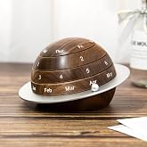 Mayhas Rotating Wooden Calendar - Walnut Wood Detachable Planetary Desk Calendar, Spherical Perpetual Calendar for Home &amp; Office Decor, Unique Gift Idea(02 Walnut).