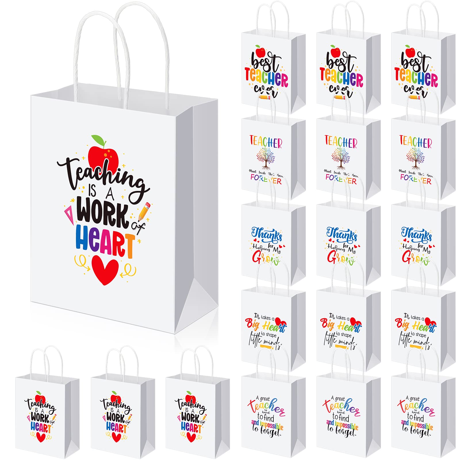 PerKoop 36 Pcs Teacher Appreciation Gift Paper Bag with Handles, Thank ...
