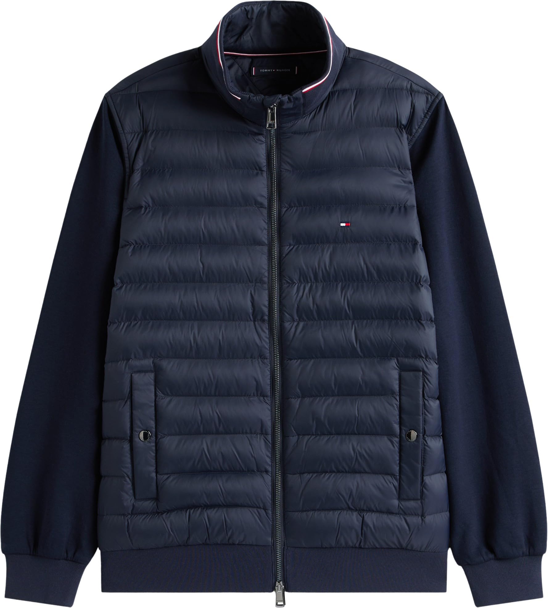 Tommy Hilfiger Herren Sweatshirt mit Reißverschluss Mix Media Stand Collar Steppjacke, Blau (Desert Sky), M 5