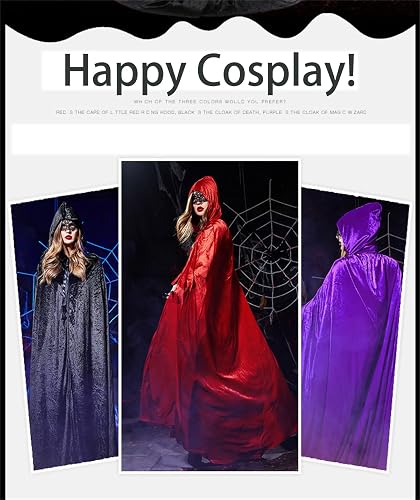 Samt-Umhang Mit Kapuze – Langer Vampir Hexen Cape Für Halloween & Cosplay