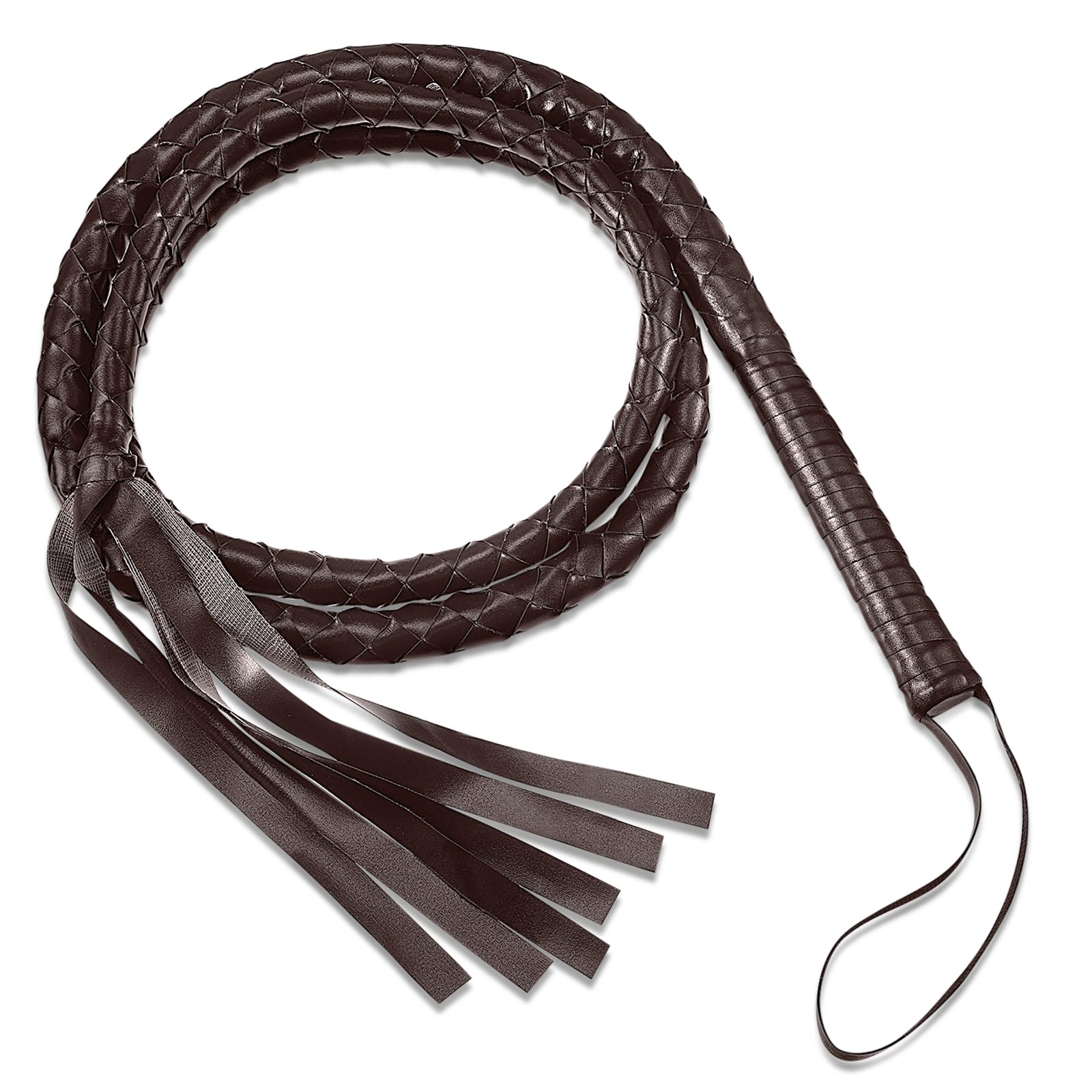 Xuniea Leather Riding Crops 6.5 ft Western Cowboy Riding Crops for Adults Cowboy Style Mardi Gras Party Costume Carnival(Brown)