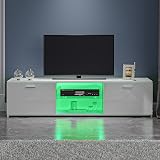Panana TV Unit Stand Cabinet 2 Doors LED RGB Lights 75 Inch Black view 3
